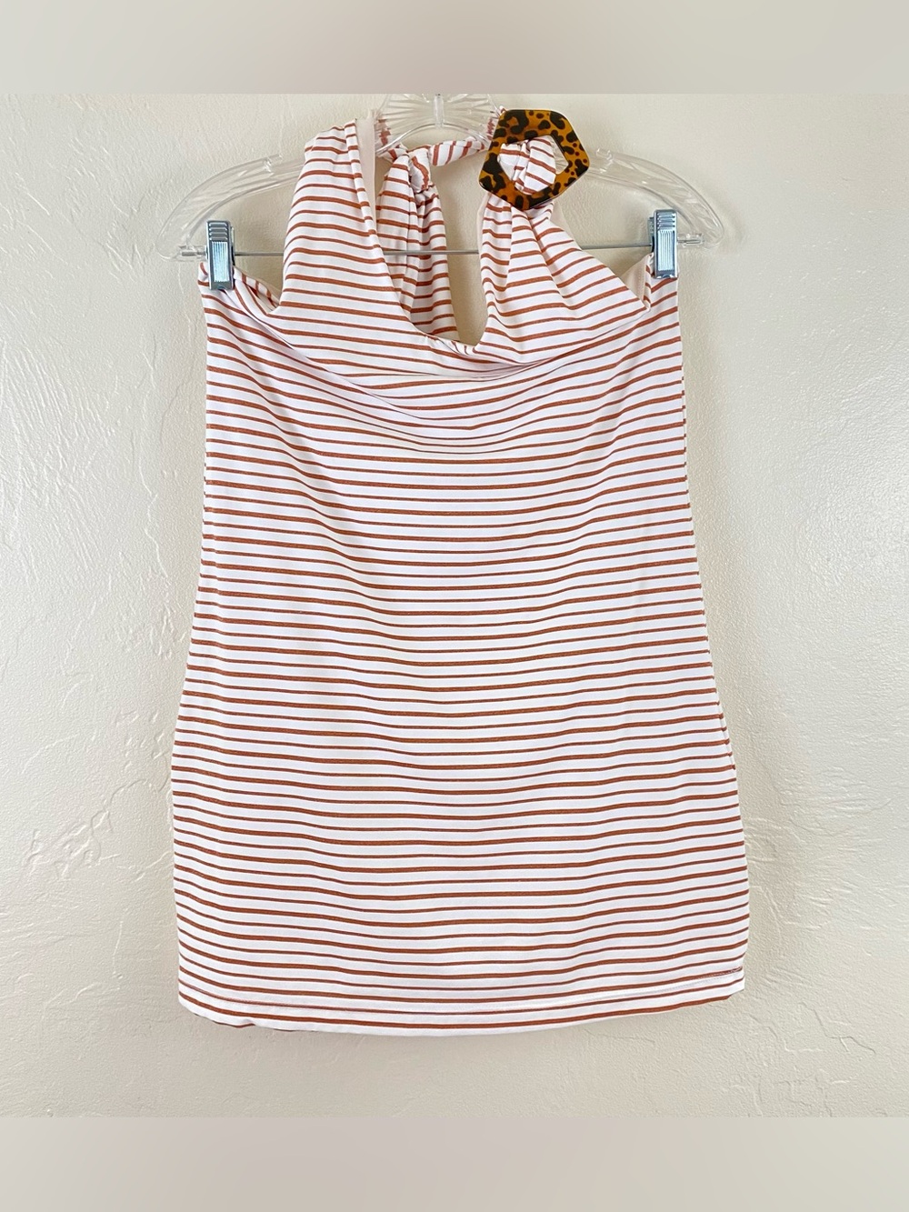 Revolve Tularosa XL White & Gold Metallic Striped Halter Tie Lined Mini Dress
